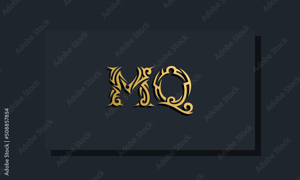 Luxury initial letters MQ logo design. It will be use for Restaurant, Royalty, Boutique, Hotel, Heraldic, Jewelry, Fashion and other vector illustration