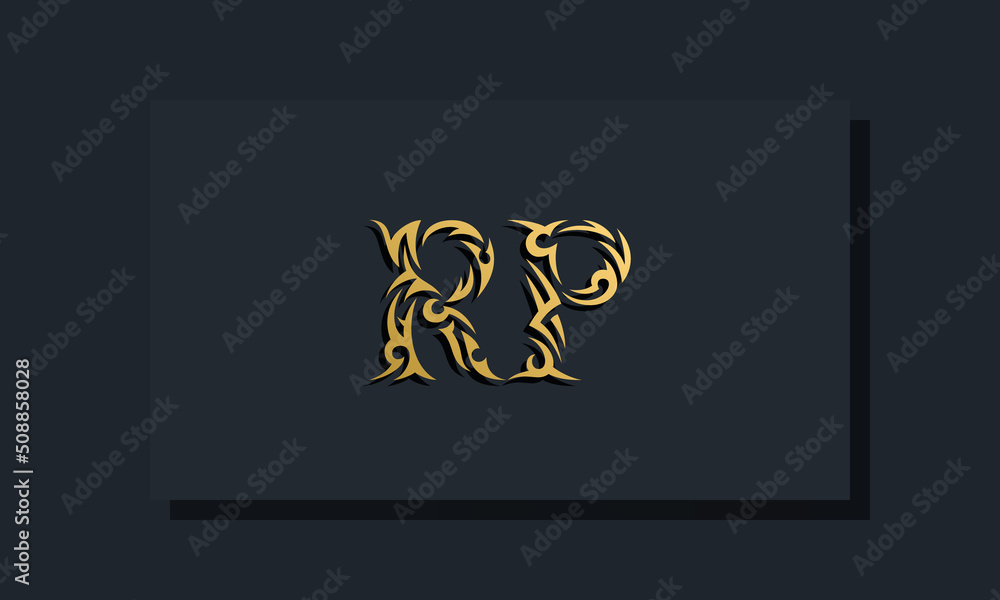 Luxury initial letters RP logo design. It will be use for Restaurant, Royalty, Boutique, Hotel, Heraldic, Jewelry, Fashion and other vector illustration