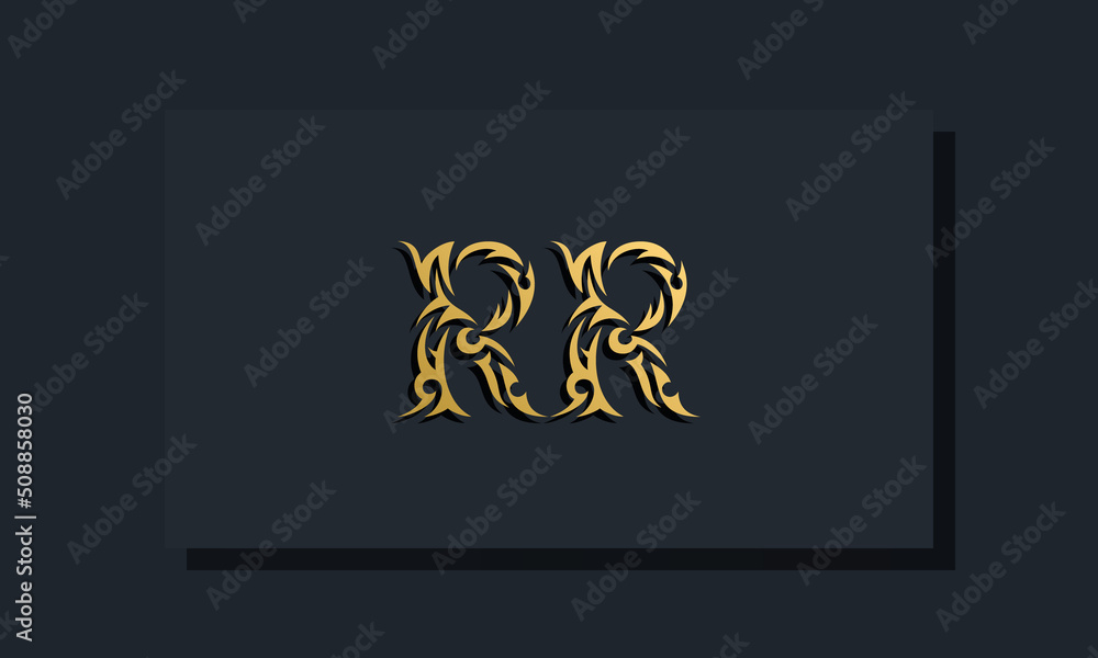 Luxury initial letters RR logo design. It will be use for Restaurant, Royalty, Boutique, Hotel, Heraldic, Jewelry, Fashion and other vector illustration