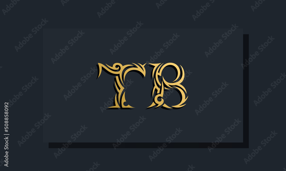 Luxury initial letters TB logo design. It will be use for Restaurant, Royalty, Boutique, Hotel, Heraldic, Jewelry, Fashion and other vector illustration
