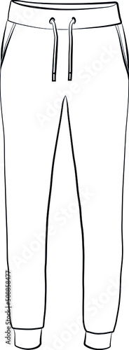 jogging pants, sport sweatpants sketch drawing, contour lines drawn