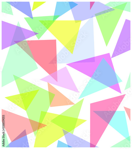 Abstract pattern seamless design. Mixed colors transparent triangles vector illustration.