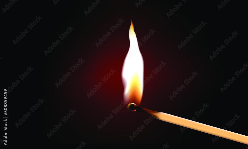 The matchstick lights up in the dark background.vector for illustration design. The matchstick lights up in the dark background.vector for illustration design.