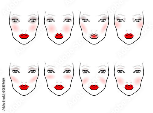 Face harts with eyeshasow, blushes, lipstick photo