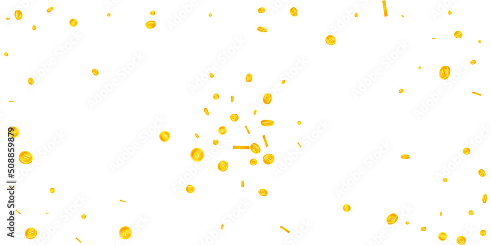 Thai baht coins falling. Good-looking scattered THB coins. Thailand money. Radiant jackpot, wealth or success concept. Vector illustration. Thai baht coins falling. Good-looking scattered THB coins. Thailand money. Radiant jackpot, wealth or success concept. Vector illustration.