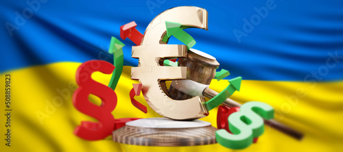 EUR Euro symbol golden and ...