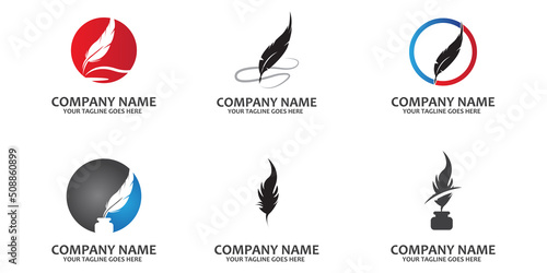 feather pen symbol icon vector logo