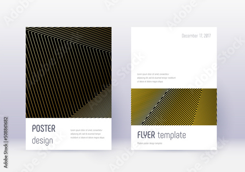 Minimalistic cover design template set. Gold abstr