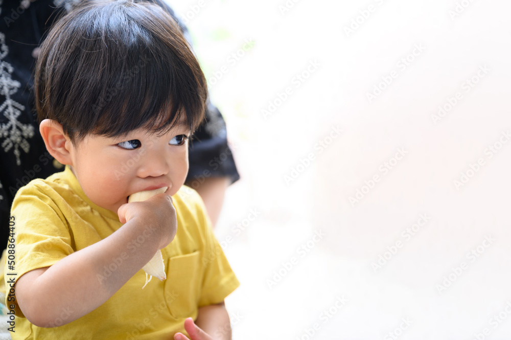 バナナをもぐもぐ食べる子 バナナをもぐもぐ食べる子