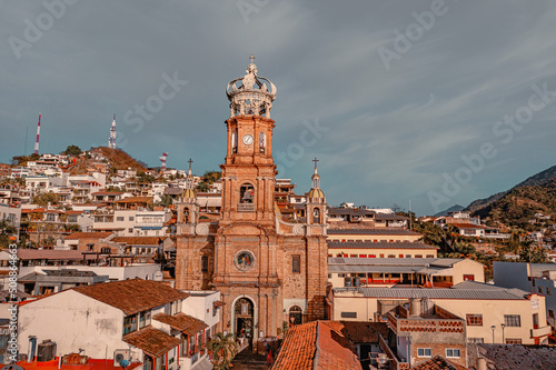 Puerto Vallarta Iconic Church Parroquia de Nuestra Señora de Guadalupe on a sunset