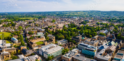 The aerial view of Oxford city center in summer, UK photo