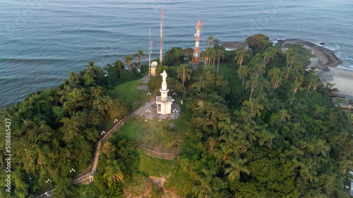 Aerial view of the Christ Mount in Guaratuba beach in Parana state, Brazil,  from high angle photo