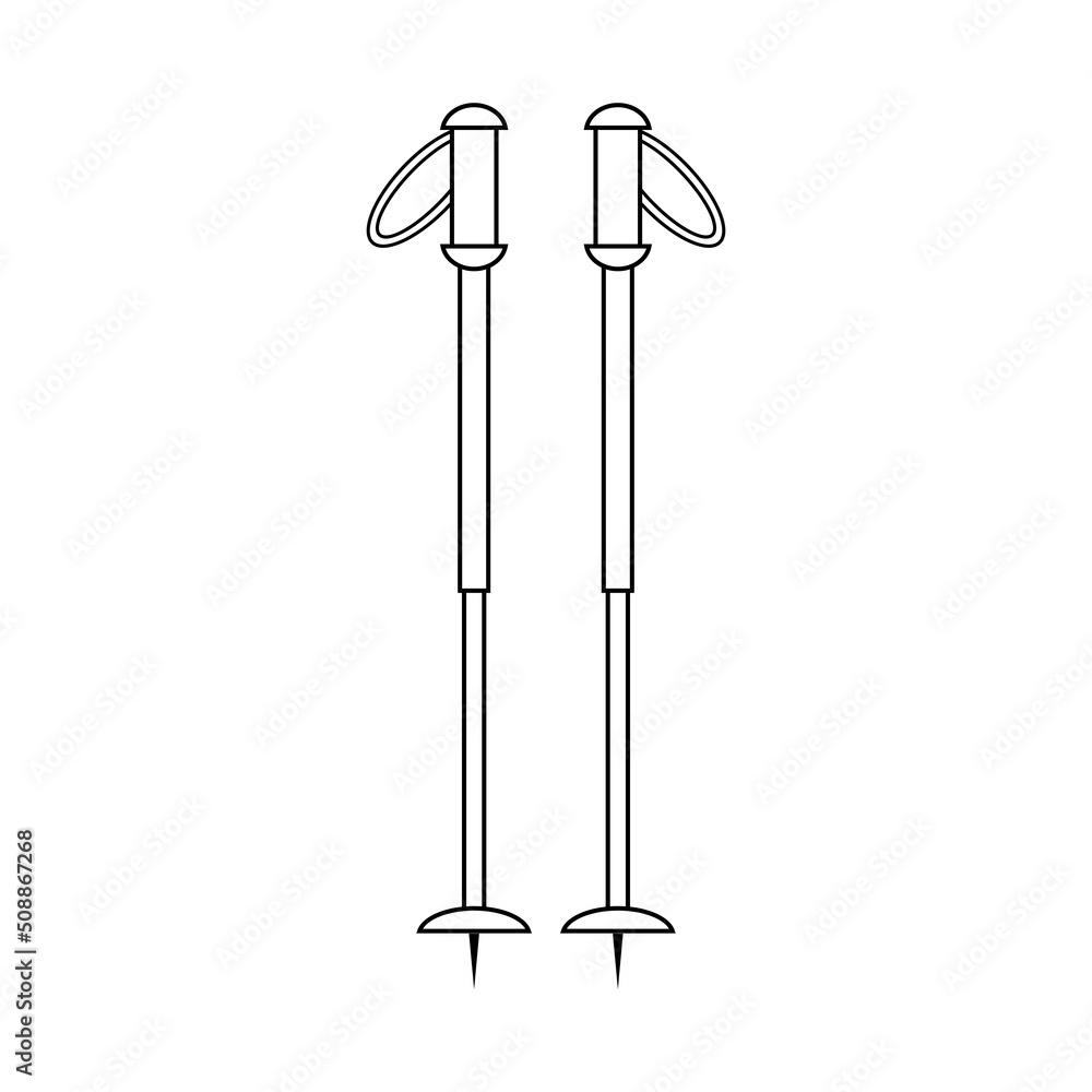 Nordic walking sticks icon.
