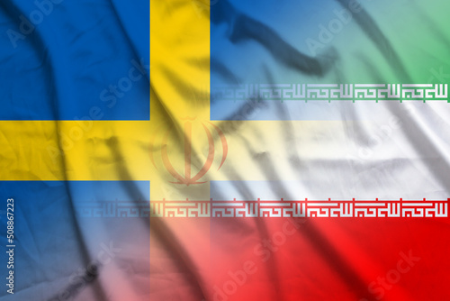 Sweden and Iran government flag transborder contract IRN SWE photo