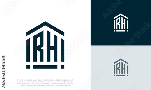 Simple Initials RH logo design. Initial Letter Logo. Shield logo.