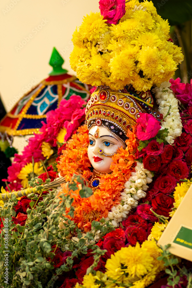 God Mahalakshmi - Flower decorations of Mahalakshmi and celebrates Hindus in india