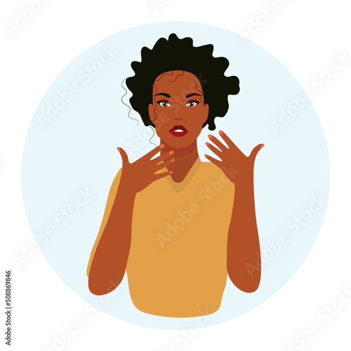 black young woman shows her red manicure