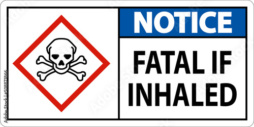 Notice Fatal In Inhaled Sign On White Background photo