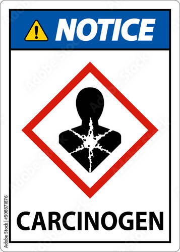 Notice Carcinogen GHS Sign On White Background