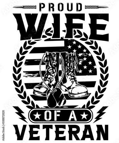  PROUD WIFE OF A VETERAN
Welcome to my Design,
I am a specialized t-shirt Designer.

Description : 
✔ 100% Copy Right Free
✔ Trending Follow T-shirt Design. 
✔ 300 dpi regulation Source file
✔ Easy to