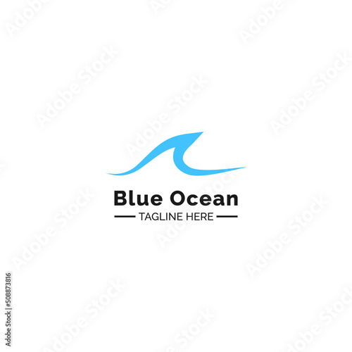 blue ocean wave logo design vector illustration