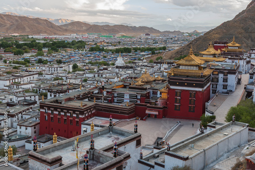Aerial view of the Tashilhunpo Monastery in Shigatse, Tibet. photo