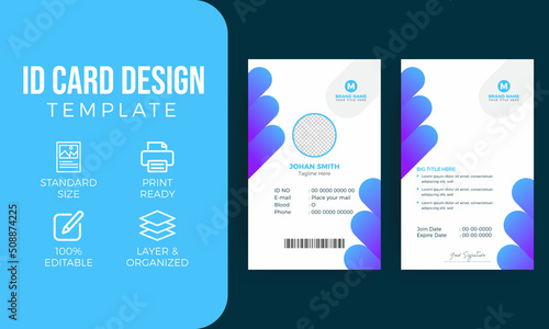 Corporate Company office Id card design template. Identity badge with photo placeholder.