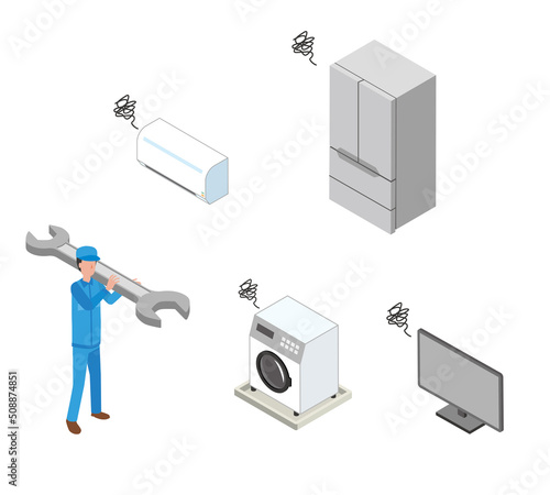 家電の修理を行う男性作業員
