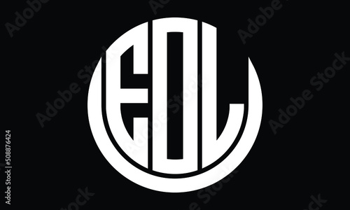 EOL shield in circle logo design vector template.  monogram logo | abstract logo | wordmark logo | letter mark logo | business logo | brand logo | flat logo | minimalist logo | black & white logo. photo