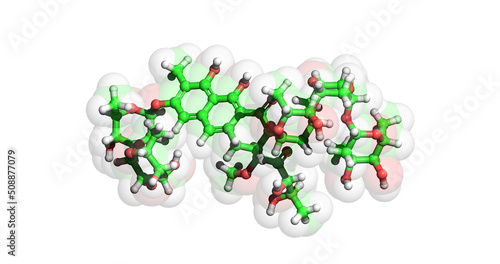 Plicamycin, anticancer drug, 3D molecule photo