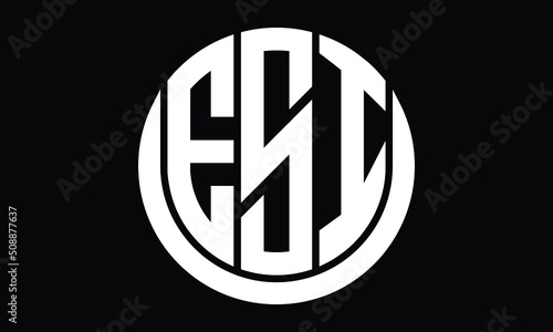 ESI shield in circle logo design vector template.  monogram logo | abstract logo | wordmark logo | letter mark logo | business logo | brand logo | flat logo | minimalist logo | black & white logo.