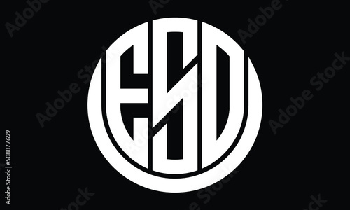 ESO shield in circle logo design vector template.  monogram logo | abstract logo | wordmark logo | letter mark logo | business logo | brand logo | flat logo | minimalist logo | black & white logo.