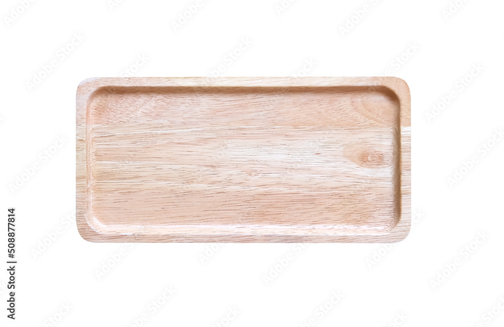 Wood tray top view isolated on white background and clipping path top view Wood tray top view isolated on white background and clipping path top view