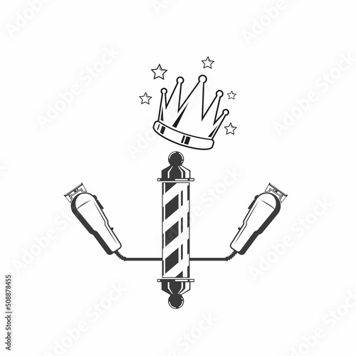 barbershop  vector icon concept design with royal crown illustration