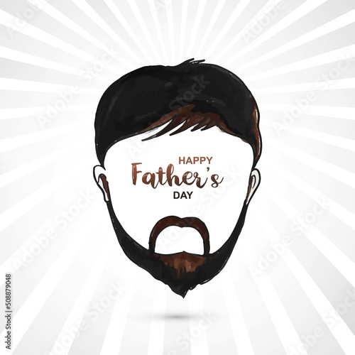 Beautiful man face on happy fathers day card background