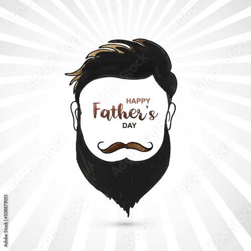 Beautiful man face on happy fathers day card background