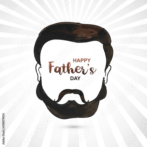 Hand draw man face on happy fathers day card design