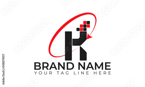 K letter logo or icon design. k logo with technology logo.