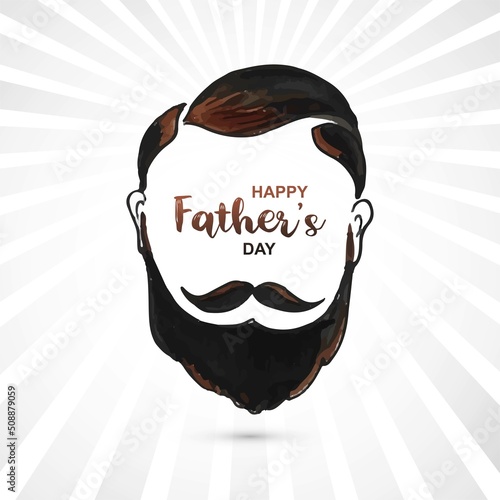 Beautiful man face with beard on mustache happy fathers day background