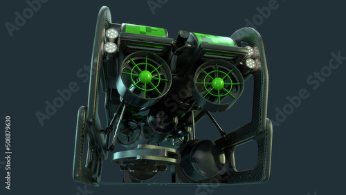 Deep Sea Remote Operated Vehicle (ROV) 3D Rendered