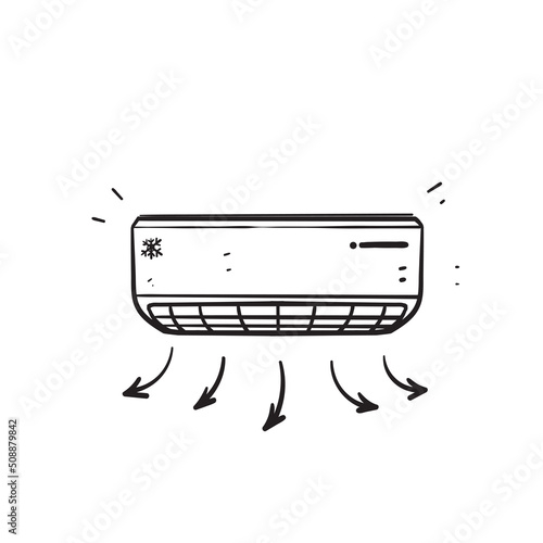hand drawn doodle air conditioner illustration icon vector