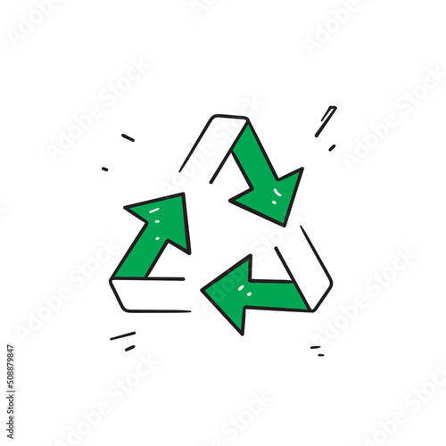 hand drawn doodle organic recycle icon illustration vector