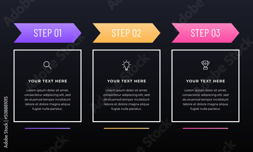 Infographic template in arrow style design. Business concept with 3 steps.