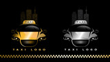 Metallic style car logo design for taxi service company in vector format