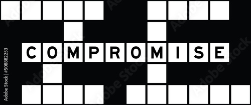 Alphabet letter in word compromise on crossword puzzle background