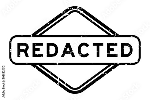 Grunge black redacted word rubber seal stamp on white background