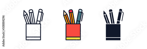 Print op canvas pen holder icon symbol template for graphic and web design collection logo vecto