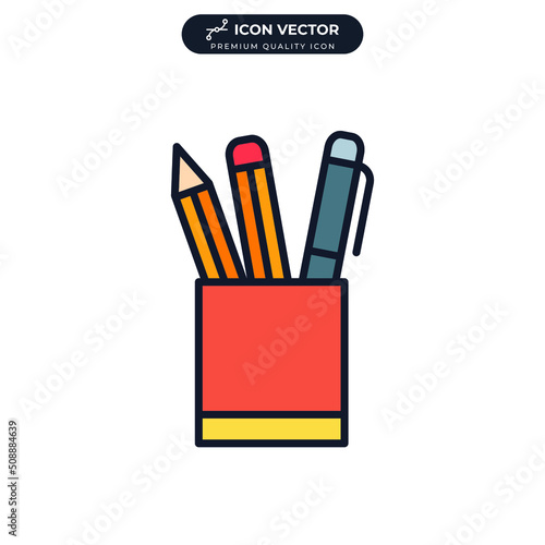 pen holder icon symbol template for graphic and web design collection logo vector illustration