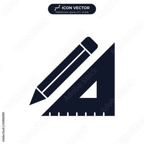 ruler and pencil icon symbol template for graphic and web design collection logo vector illustration