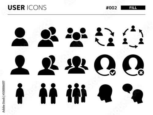 ユーザーに関連する塗りつぶしスタイルのアイコンセット_002